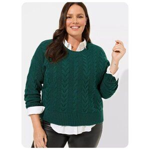 !! Torrid Green Cable Knit Crop Pullover Sweater sz 0